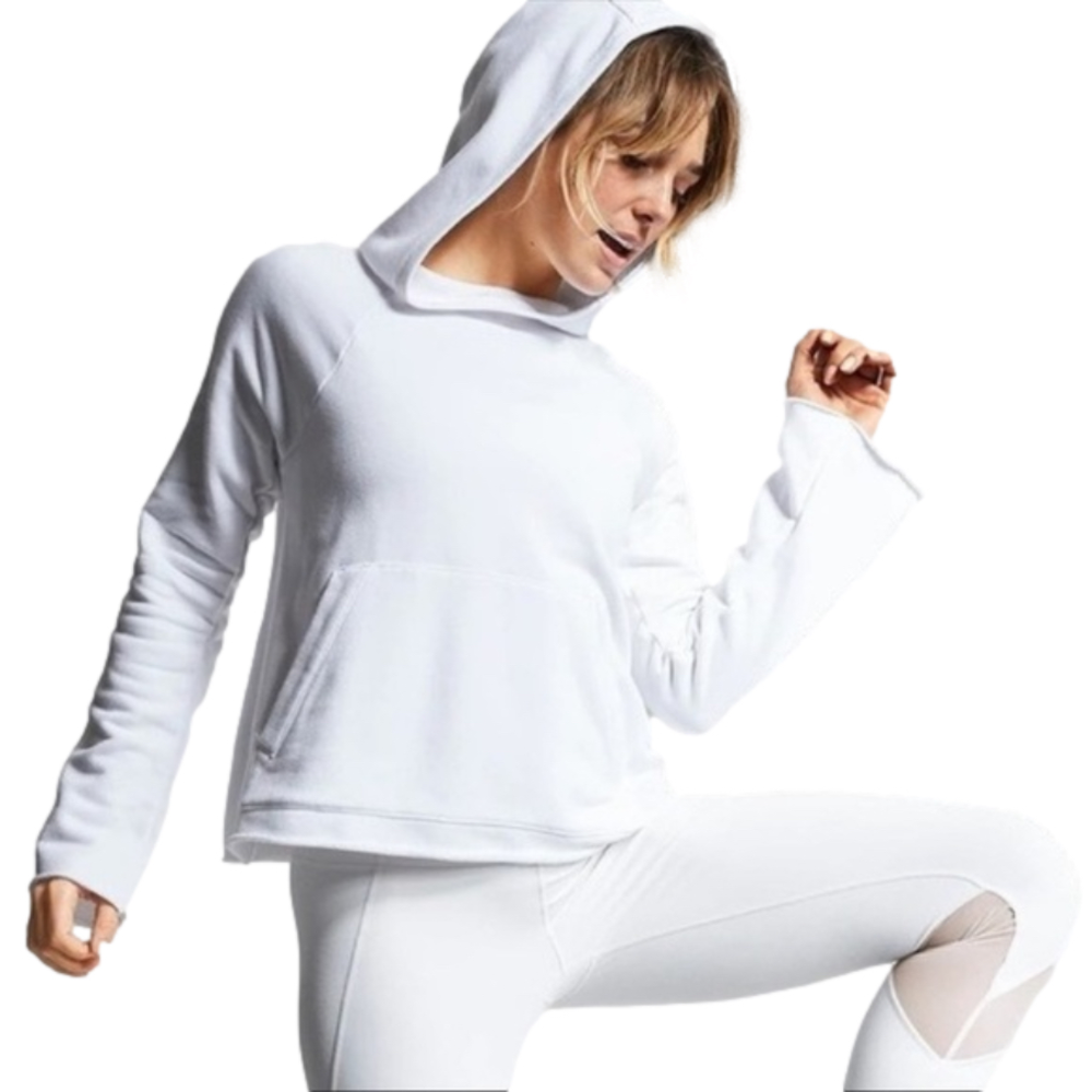 ATHLETA French Terry Pique Pullover Hoodie in White Size XS - Picture 7 of 14